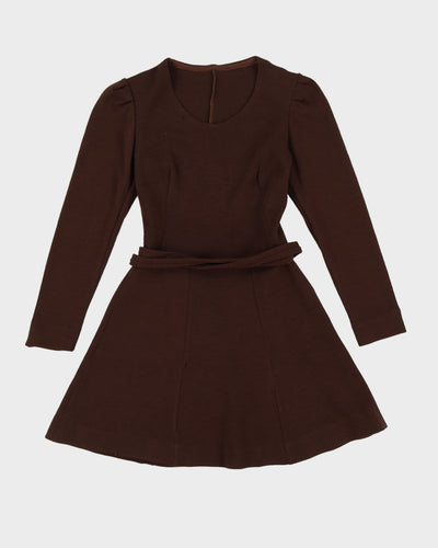 Deadstock 1970s Brown Skater Dress - S