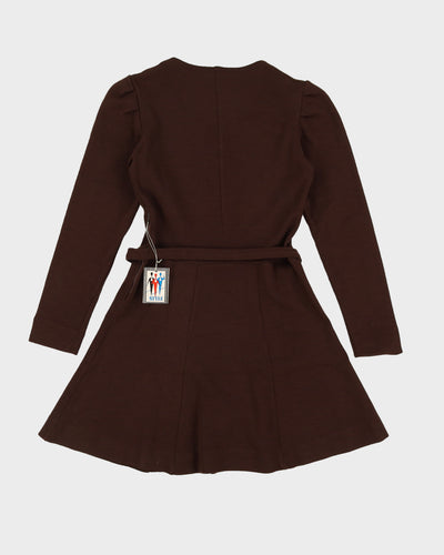 Deadstock 1970s Brown Skater Dress - S