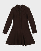 Deadstock 1970s Brown Long Sleeve Dress - S