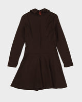 Deadstock 1970s Brown Long Sleeve Dress - S
