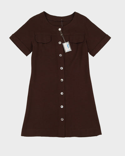 Deadstock 1980s Brown Short Sleeve Dress - S