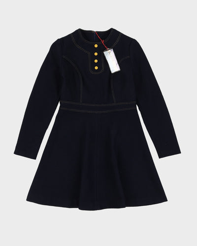 Deadstock 1970s Blue Long Sleeve Dress - S