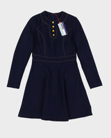 Deadstock 1970s Blue Long Sleeve Dress - S
