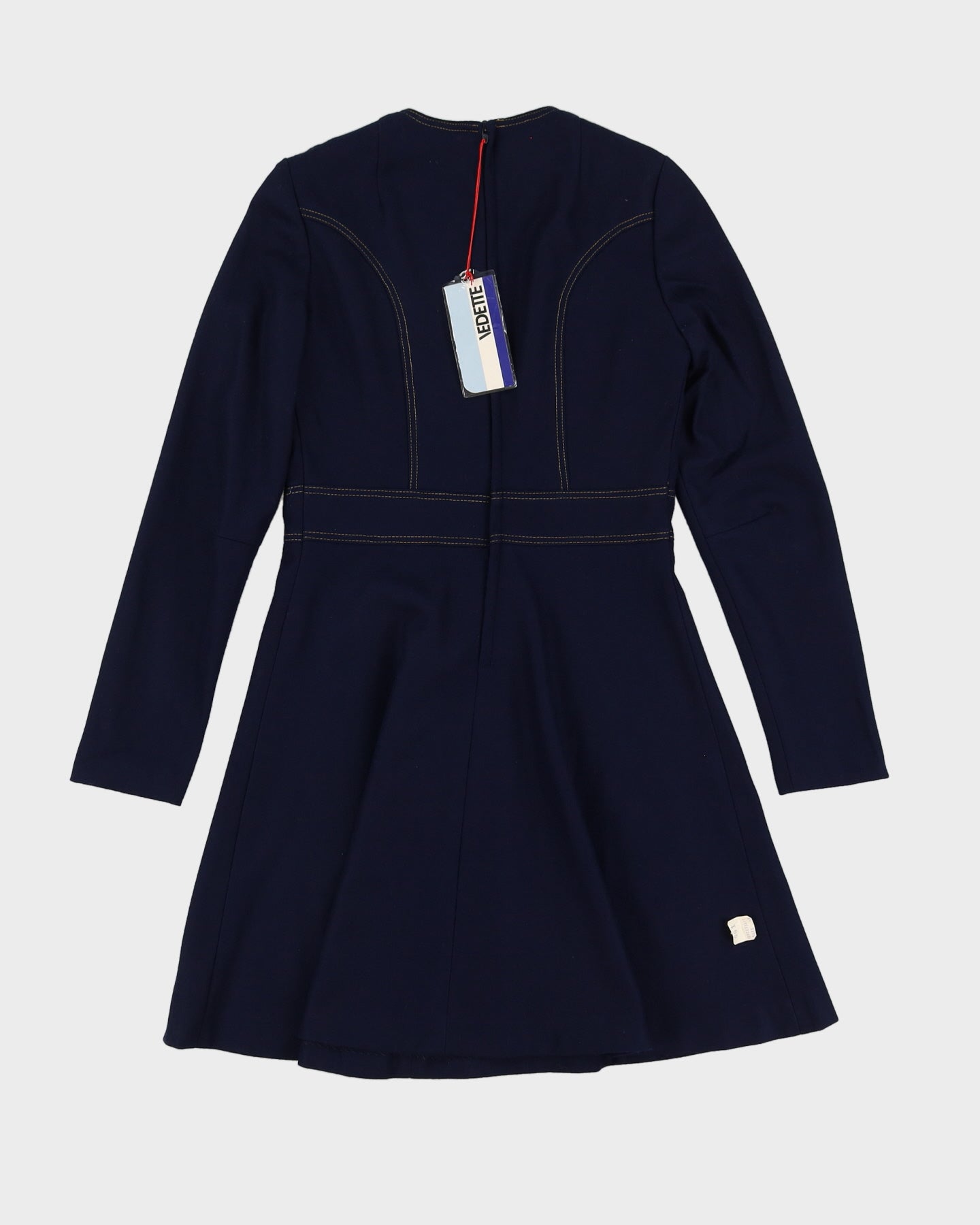 Deadstock 1970s Blue Long Sleeve Dress - S