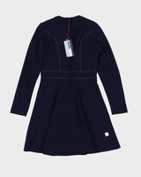 Deadstock 1970s Blue Long Sleeve Dress - S
