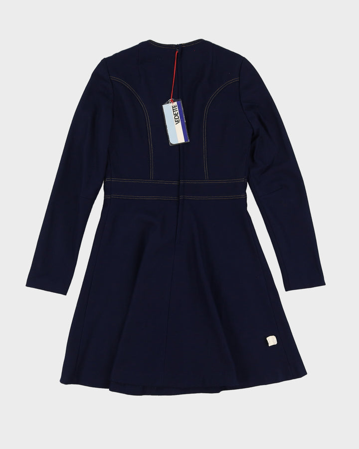 Deadstock 1970s Blue Long Sleeve Dress - S