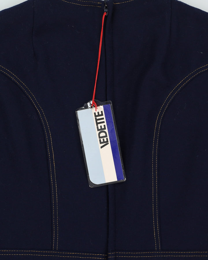 Deadstock 1970s Blue Long Sleeve Dress - S