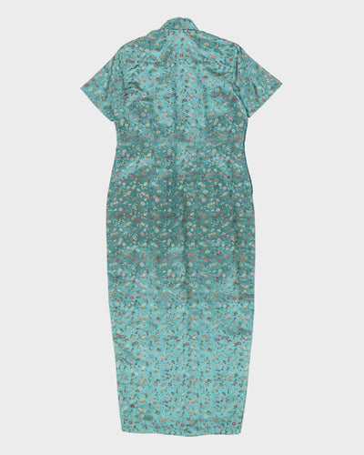 Green Brocade Cheongsam Maxi Dress - S