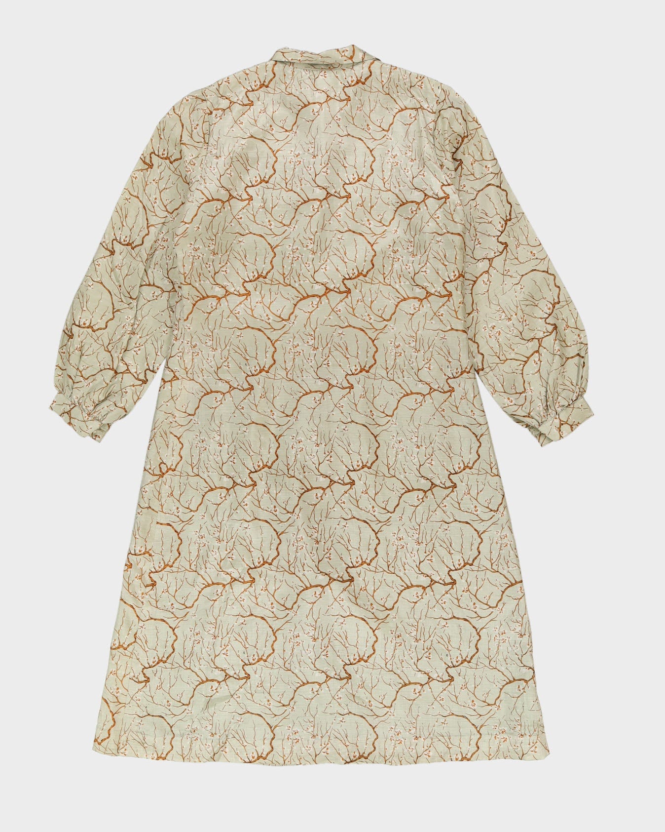 Green Patterned Thai Silk Shirt Dress - M