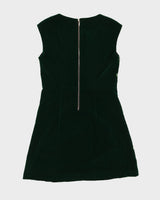 Green Embroidered Velvet Sleeveless Dress - S