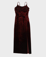 Burgundy Floral Sleeveless Maxi Dress - XS