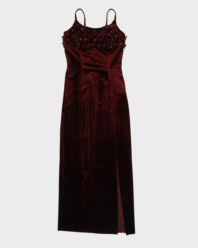 Burgundy Floral Sleeveless Maxi Dress - XS