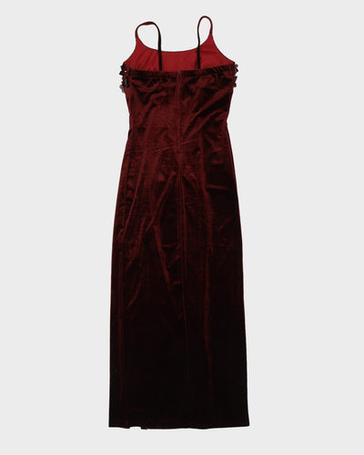 Burgundy Floral Sleeveless Maxi Dress - XS