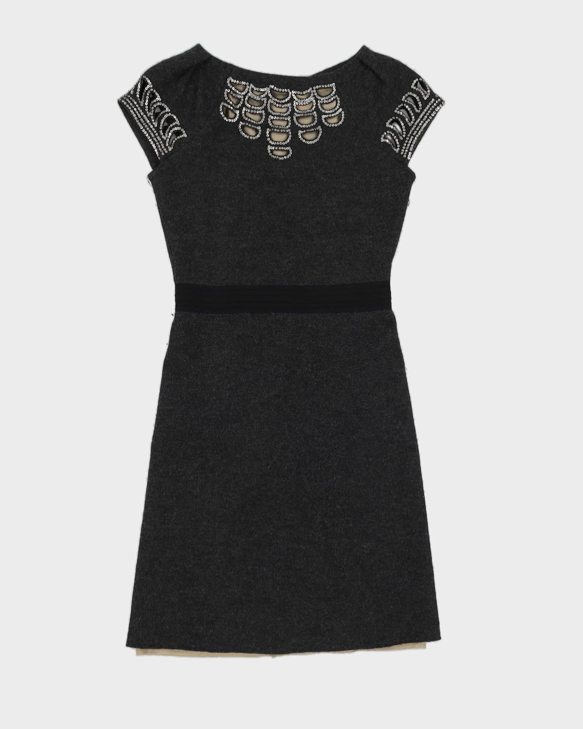 Tory Burch Grey Knitted Sequinned Dress - S