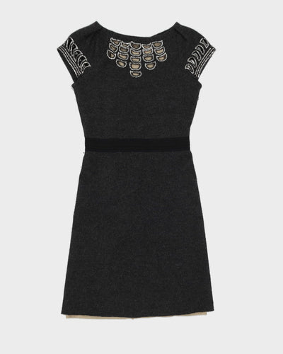 Tory Burch Grey Knitted Sequinned Dress - S