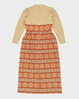 Vintage 1970s Orange And Gold Maxi Dress - M