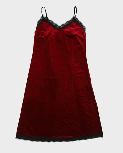 Burgundy Velvet Slip Dress - M