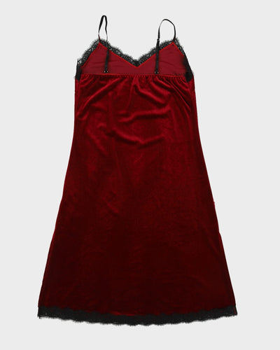 Burgundy Velvet Slip Dress - M