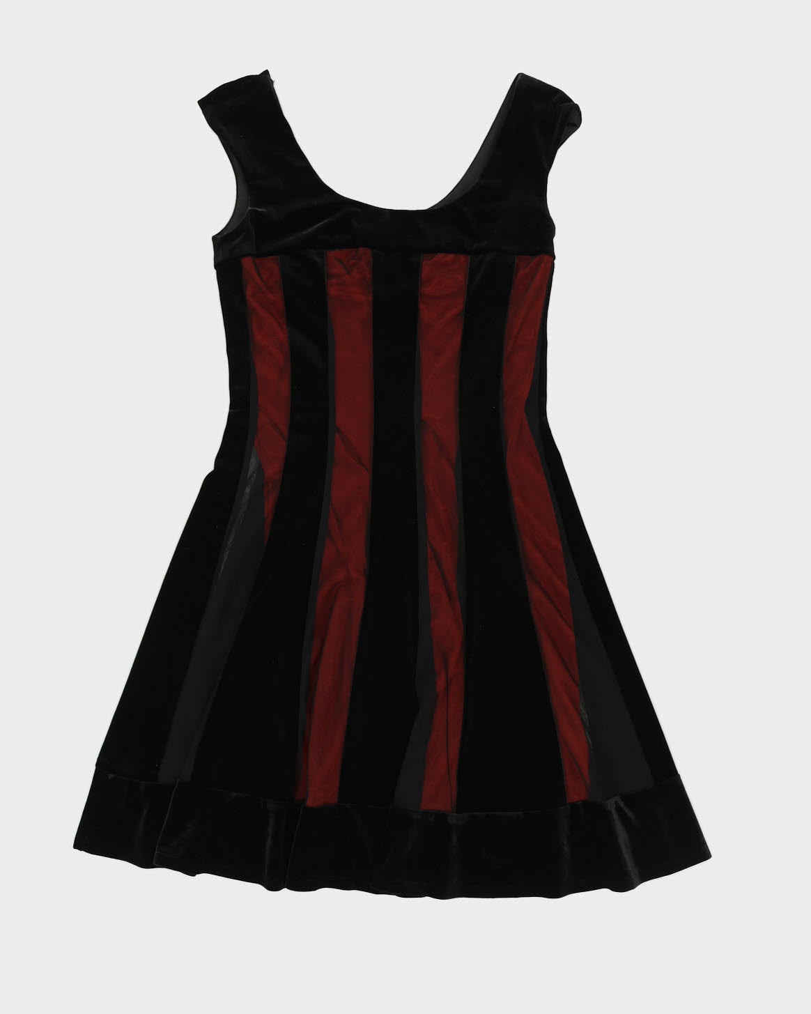 Black Layered Velvet Sleeveless Dress - S