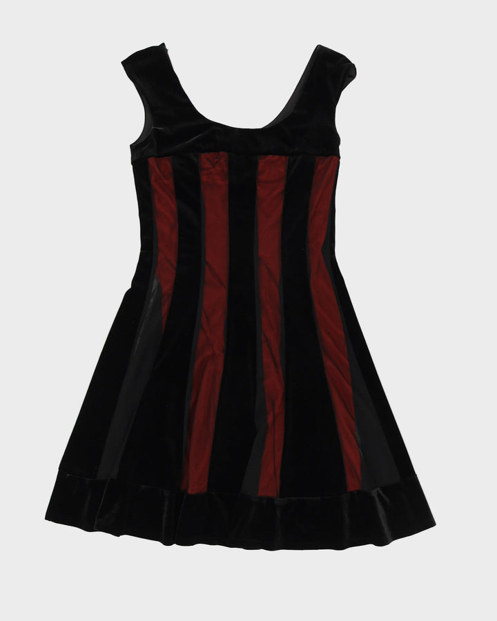 Black Layered Velvet Sleeveless Dress - S