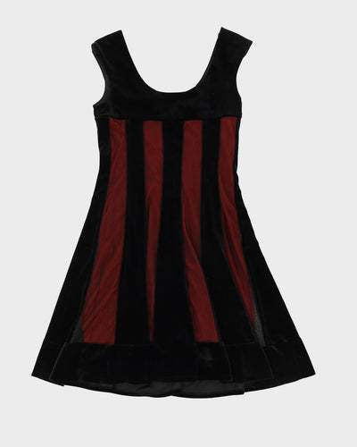Black Layered Velvet Sleeveless Dress - S