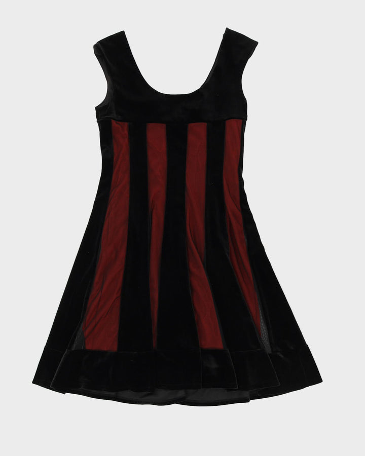 Black Layered Velvet Sleeveless Dress - S