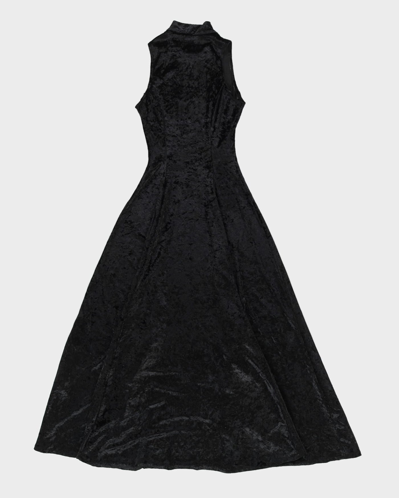 Black Velvet Sleeveless Maxi Dress - XS