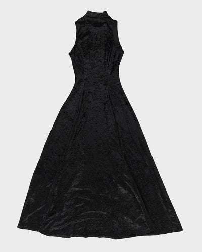 Black Velvet Sleeveless Maxi Dress - XS