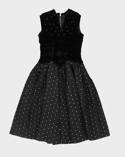 Vintage 1950s Black Velvet Taffeta Dress - S