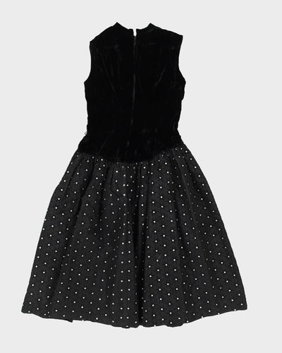Vintage 1950s Black Velvet Taffeta Dress - S