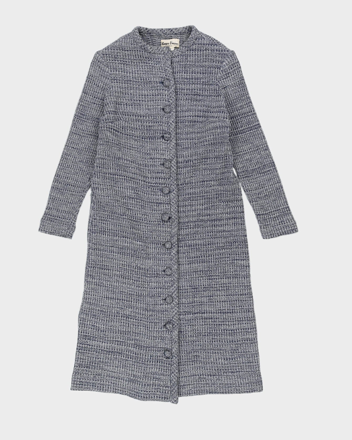 1990s Blue Lurex Knitted Dress - M