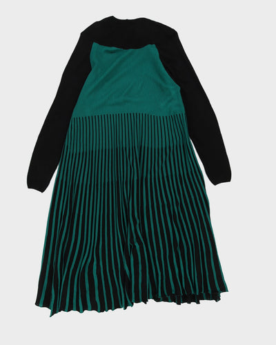 Black And Green Knitted A-Line Dress - M