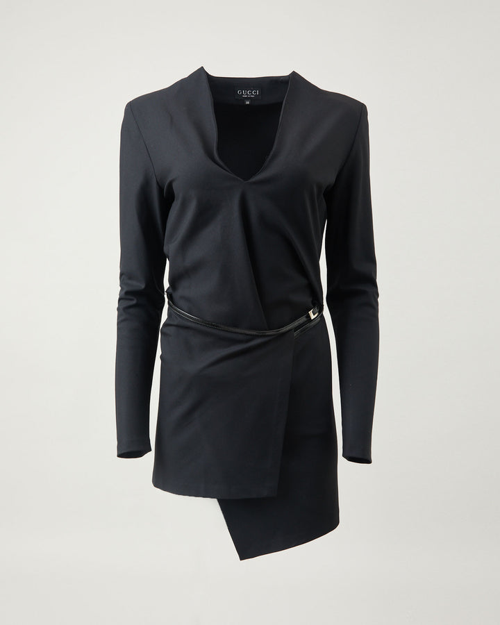 Gucci Black Wrap Style Mini Dress - M Rokit Gucci Black Wrap Style Mini Dress - M Rokit