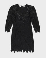 Black Beaded Evening Dress - S