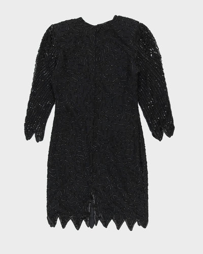Black Beaded Evening Dress - S