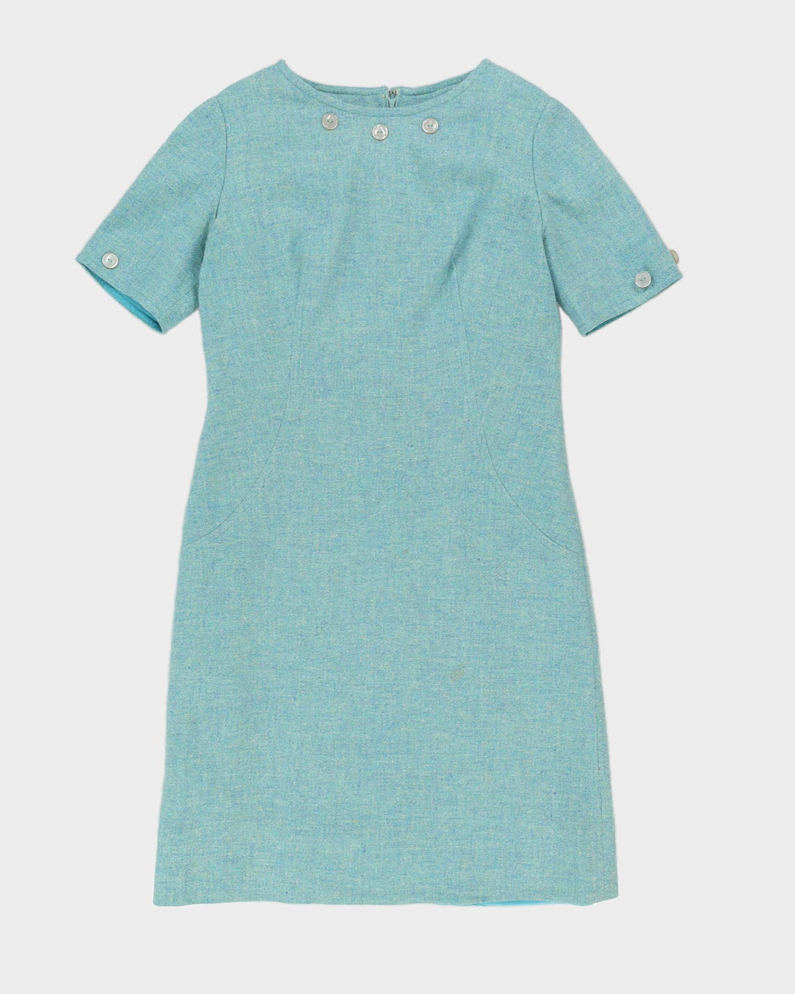 Vintage 1960s Green Wool Dress - S