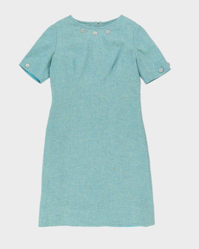 Vintage 1960s Green Wool Dress - S