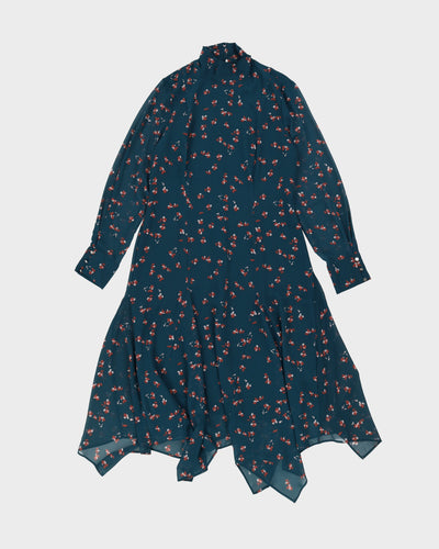DKNY Teal Floral Patterned Dress - L