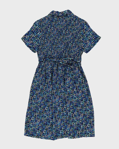 Blue Patterned Tea Dress - S