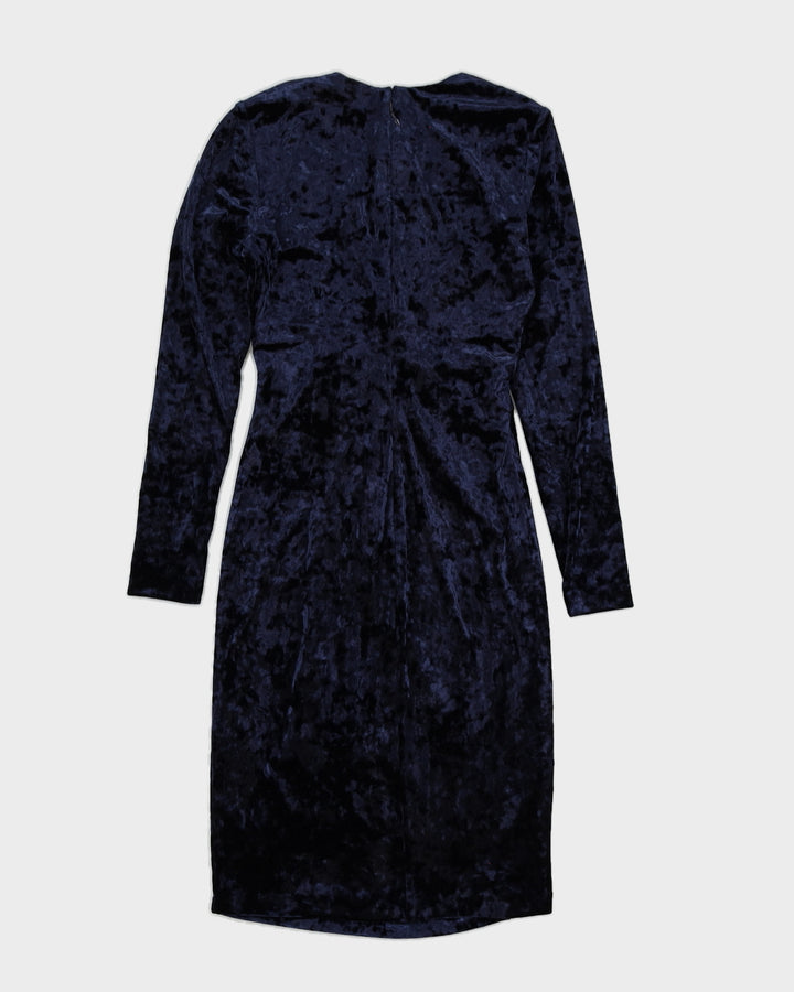 Calvin Klein Blue Velvet Dress - S Rokit Calvin Klein Blue Velvet Dress - S Rokit