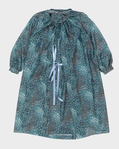 Vintage 1970s 2 Piece Blue Patterned Dress Set - M