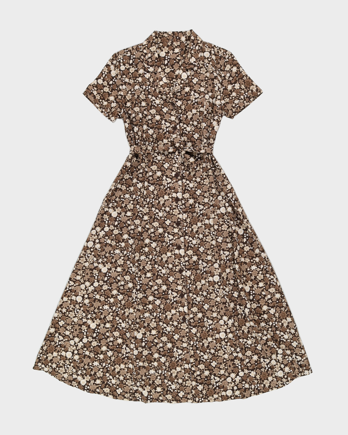 Brown Floral Maxi Dress - S