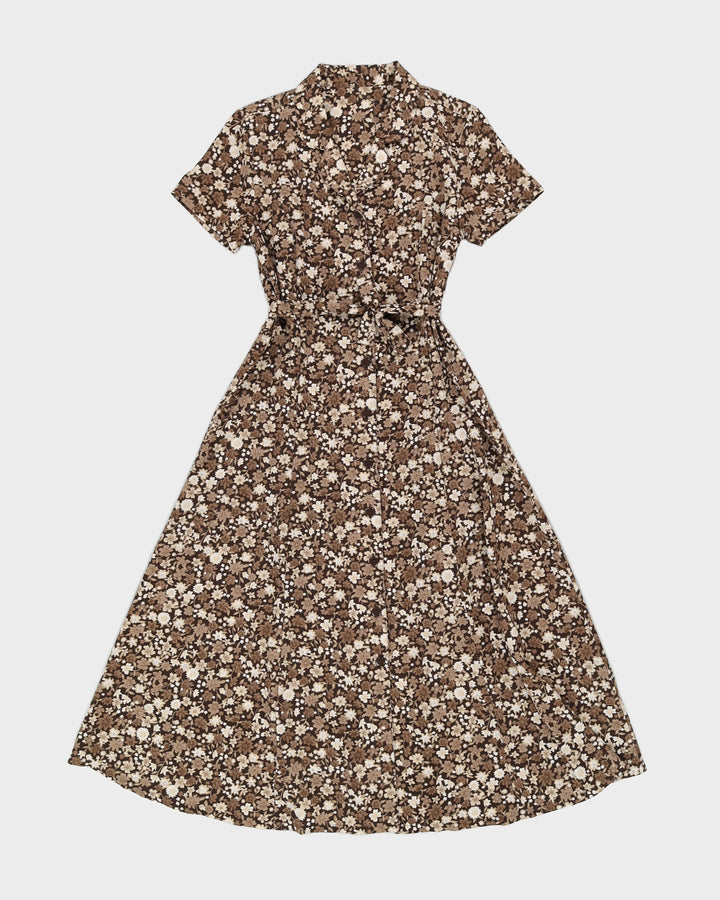 Brown Floral Maxi Dress - S