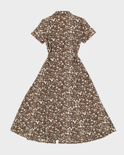 Brown Floral Maxi Dress - S