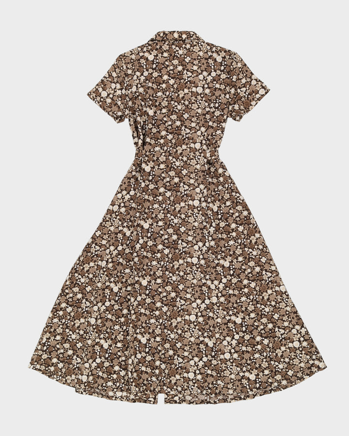 Brown Floral Maxi Dress - S