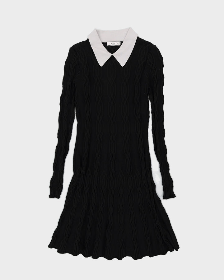 Sandro Black Knitted Midi Dress - S Rokit Sandro Black Knitted Midi Dress - S Rokit