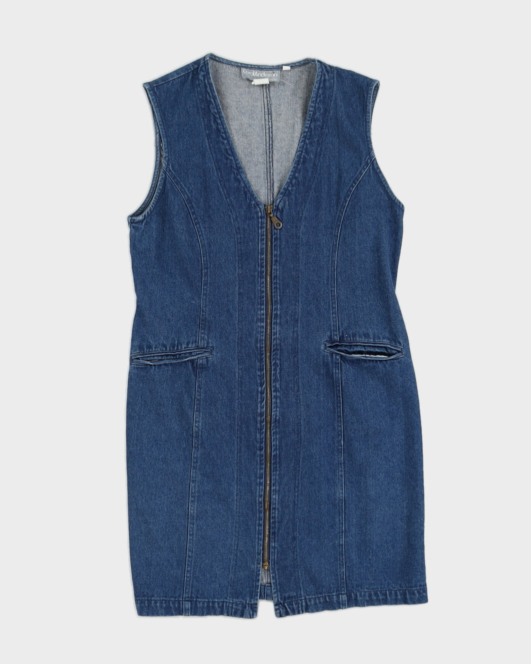 Blue Denim Sleeveless Dress - M