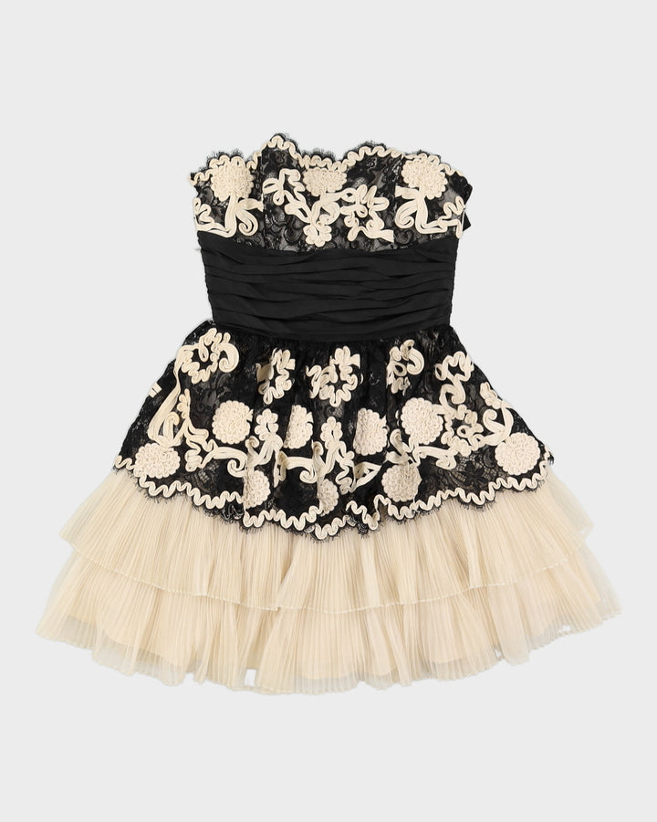Betsey Johnson Cream And Black Prom Dress - S