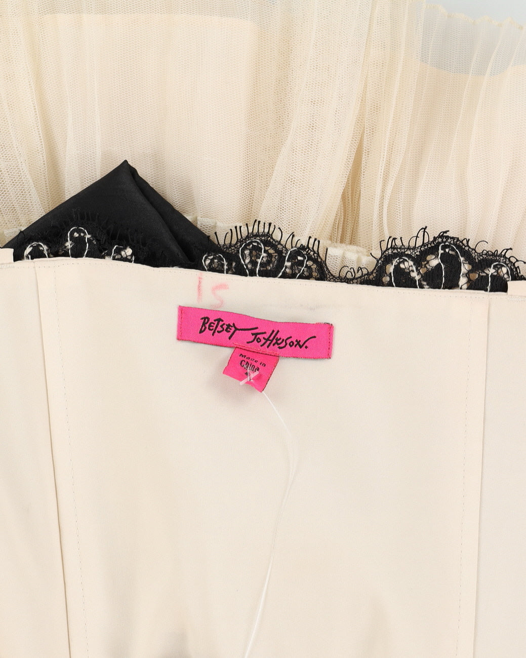 Betsey Johnson Cream And Black Prom Dress - S