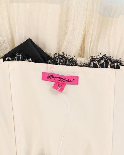 Betsey Johnson Cream And Black Prom Dress - S